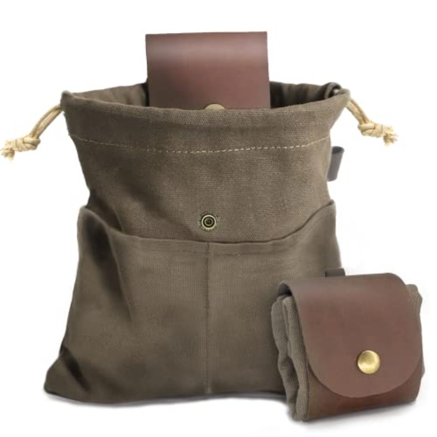 Foraging Pouch Leather Canvas  - Water Bag Collapsible review and price